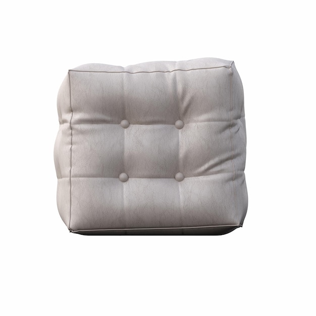 pouf doux isolé sur fond blanc, mobilier d'intérieur, illustration 3D, rendu cg