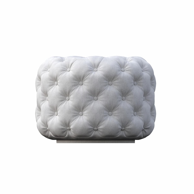 pouf doux isolé sur fond blanc, mobilier d'intérieur, illustration 3D, rendu cg