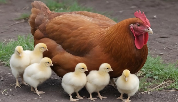 poule avec des poulets