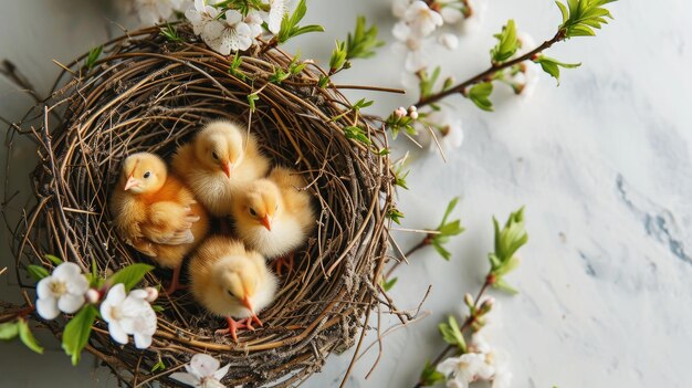 Les poules sont dans le nid Le concept du printemps