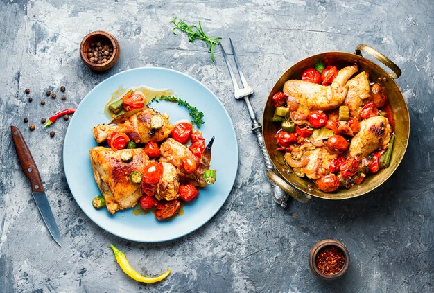 Poulet au four aux légumes