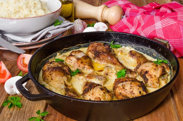 Poulet aux champignons à la crème