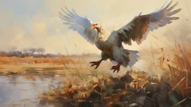 Poulet blanc gracieux Une peinture audacieuse inspirée de Cryengine