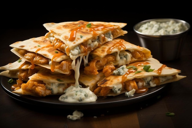 Poulet de buffle et quesadilla au fromage bleu