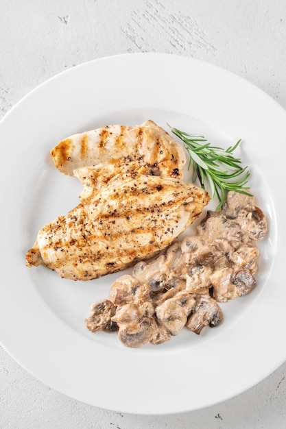 Poulet crémeux aux champignons et à l'ail