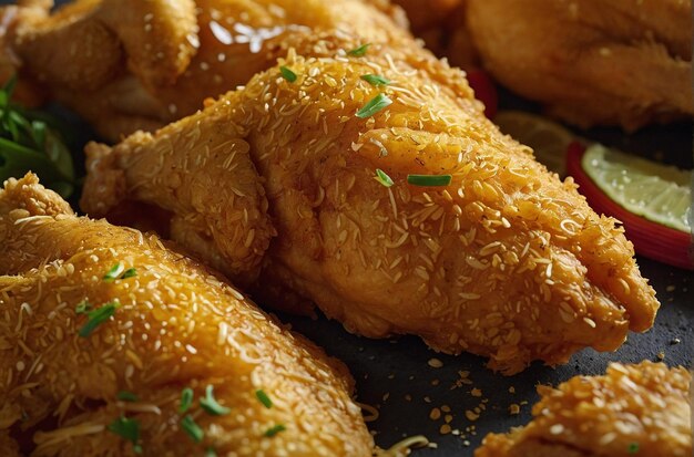 Le poulet croustillant d'or en gros plan