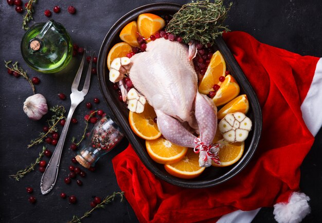 Poulet cru aux oranges et canneberges pour Noël