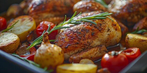 Poulet cuit au four avec des légumes