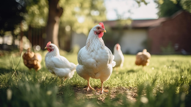 Poulet dans le jardin