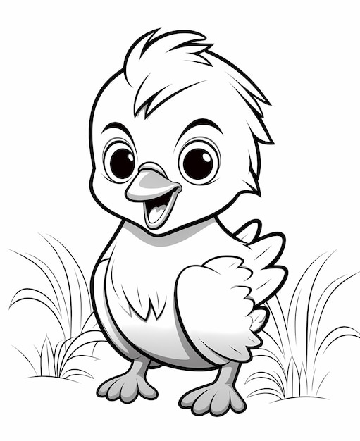 Poulet de dessin animé simple et amusant à colorier Clucky mignon pour les jeunes enfants