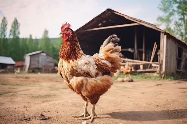 Poulet à l'extérieur à la campagne