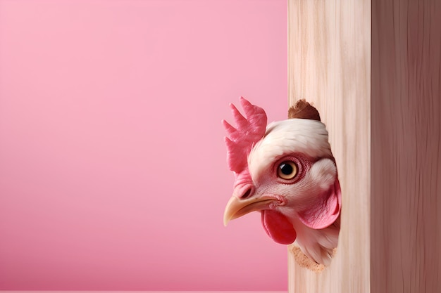 Un poulet sur fond rose Generative AI