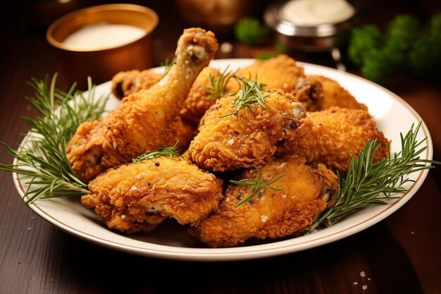 Poulet frit assaisonné avec des herbes, un délice parfumé