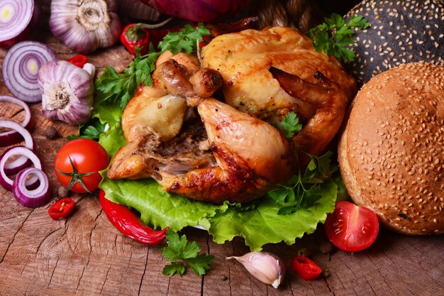 Poulet frit aux légumes