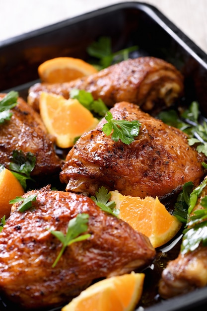 Poulet frit aux oranges