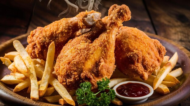 Poulet frit et frites