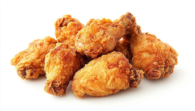 Poulet frit isolé sur un fond blanc