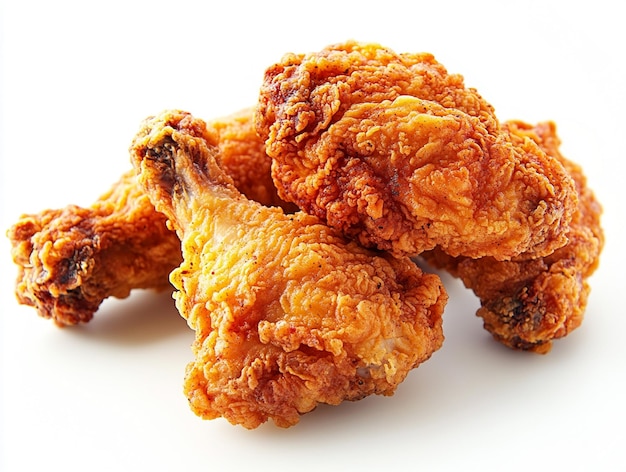 Poulet frit isolé sur un fond blanc