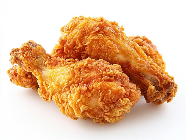 Poulet frit isolé sur un fond blanc