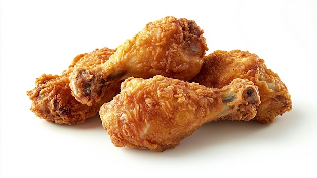 Poulet frit isolé sur un fond blanc