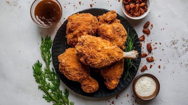 Poulet frit isolé sur fond blanc