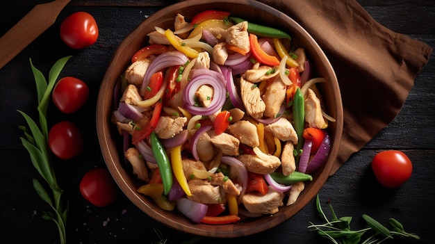 Poulet frit avec des légumes