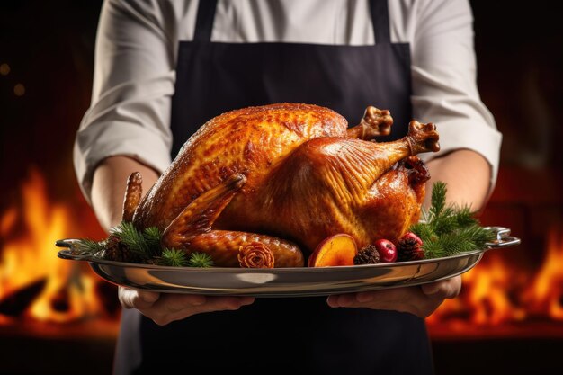 Poulet frit avec orange la veille de Noël