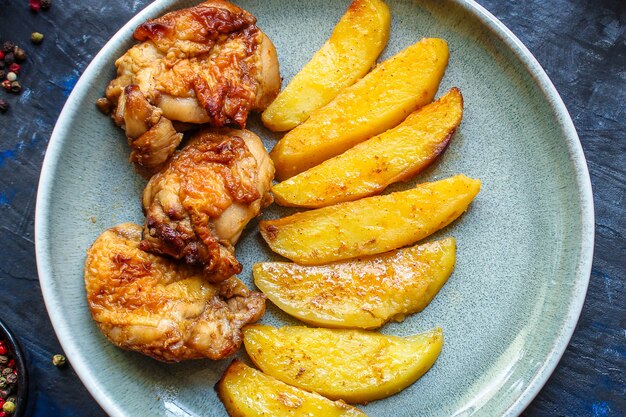 poulet frit et pommes de terre