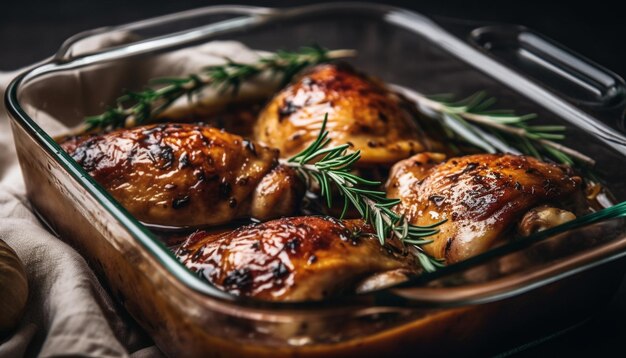 Poulet grillé barbecue repas fraîcheur chaleur gourmet cuit alimentation saine générée par l'intelligence artificielle