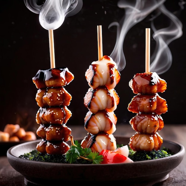 Poulet grillé yakitori japonais égouts collation traditionnelle