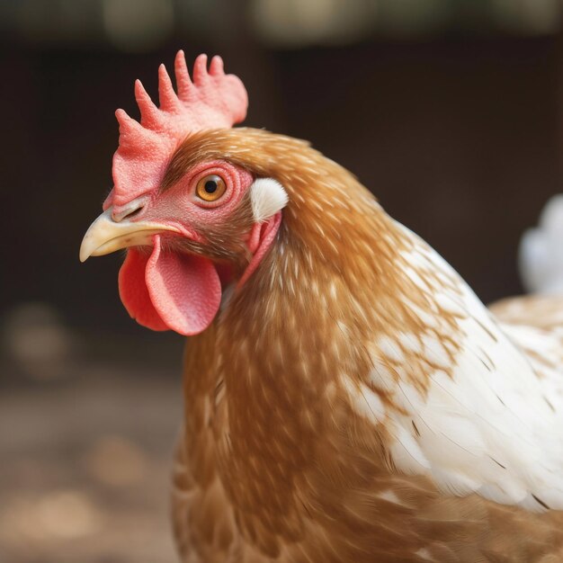 poulet en gros plan à la ferme