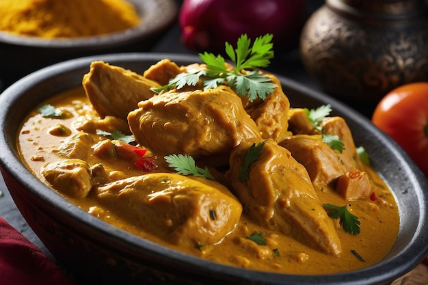 Photo poulet korma avec des épices fraîches