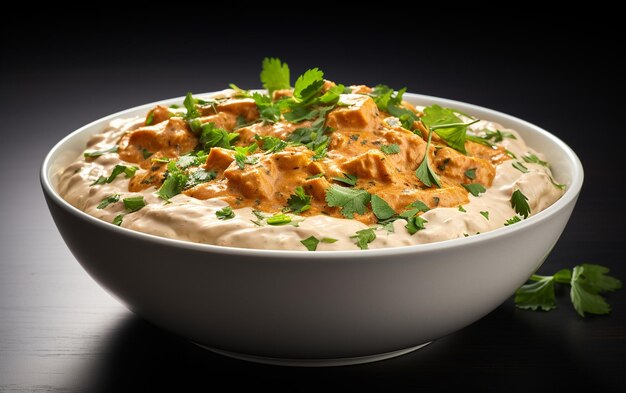 Le poulet Korma sur un fond blanc