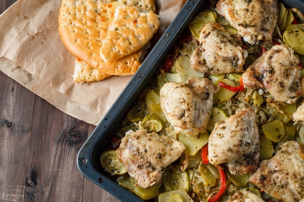 Poulet et légumes sautés pour fajitas