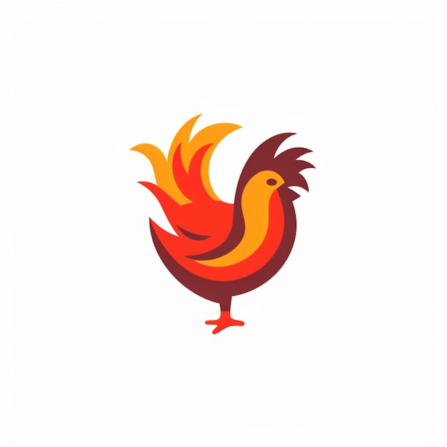 poulet logo vecteur simple plat couleur fond blanc