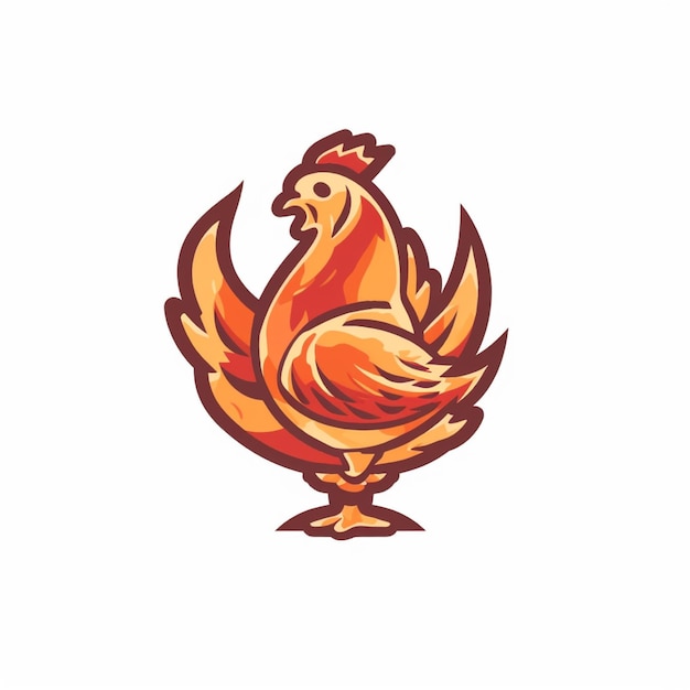 poulet logo vecteur simple plat couleur fond blanc