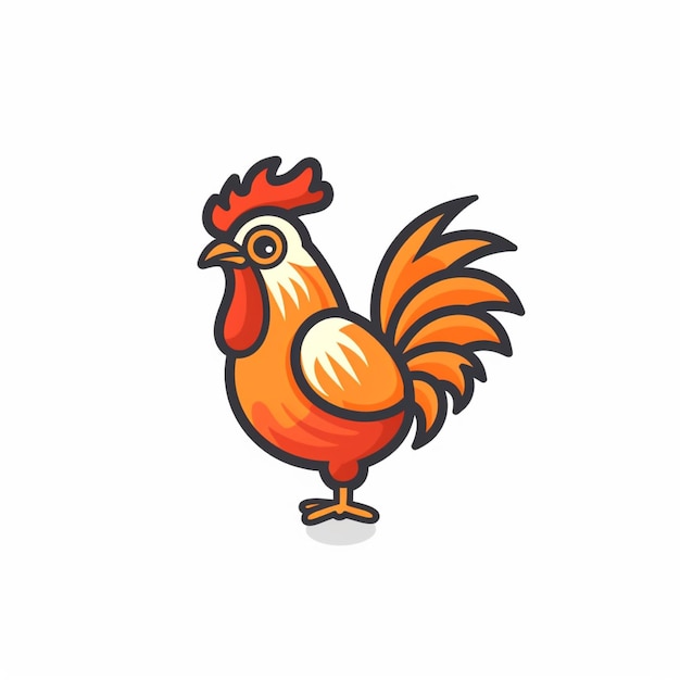 Photo poulet logo vecteur simple plat couleur fond blanc