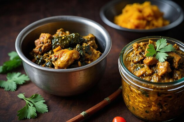 Poulet Methi accompagné d'un cornichon de mangue épicé