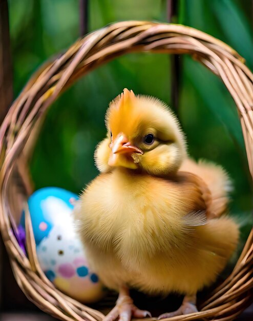 Photo poulet de pâques détaillé avec un haut pointu confortable