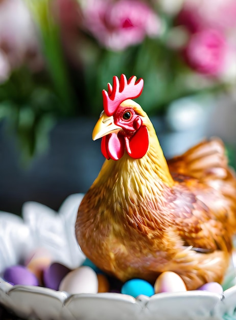 Photo poulet de pâques détaillé avec de la haute qualité.