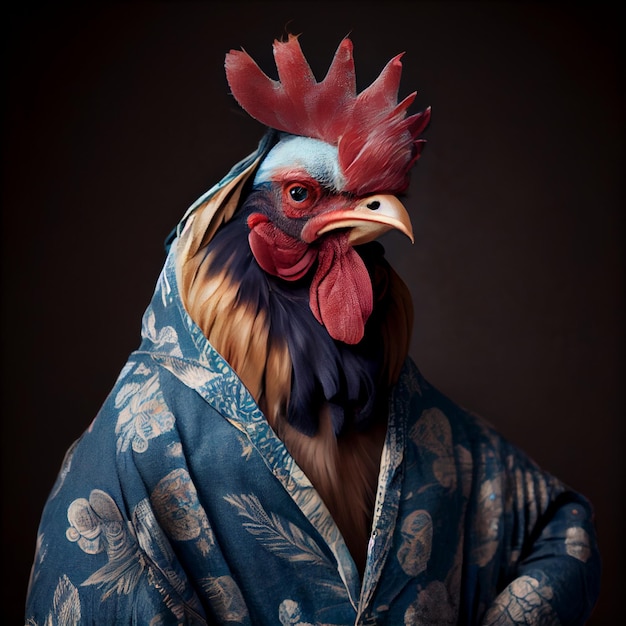 Un poulet portant des vêtements comme un Boss Art par Generative AI