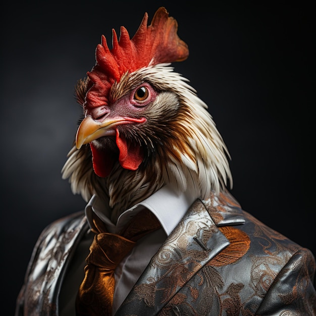 Un poulet portant des vêtements comme un Boss Art par Generative AI