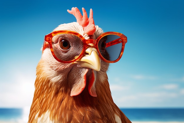 Poulet poule dans des lunettes de soleil génératives par Ai