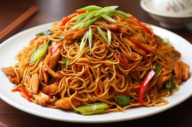 Poulet rapide Lo Mein nourriture chinoise