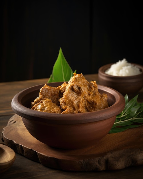 Poulet rendang servi avec pot