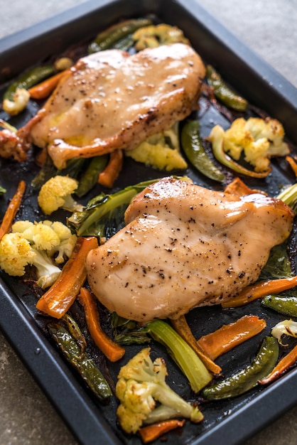 Photo poulet rôti aux légumes