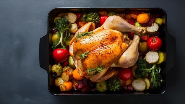 Poulet rôti avec des légumes