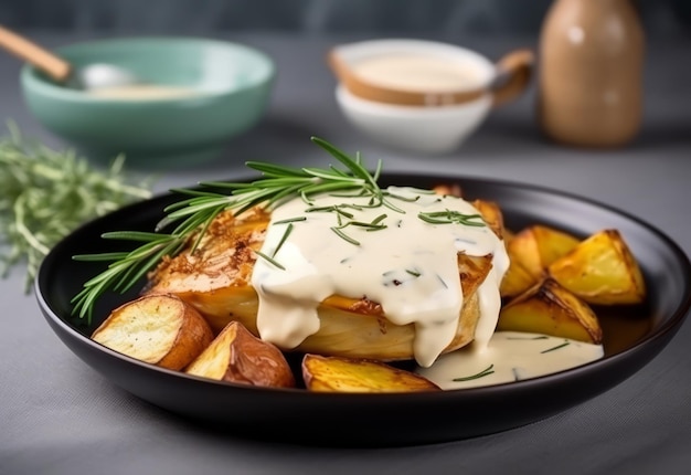 Poulet rôti avec des pommes de terre