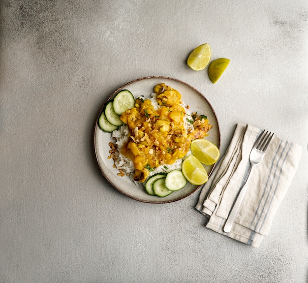 Poulet thaï aux arachides et curry de mangue et citron vert épicé