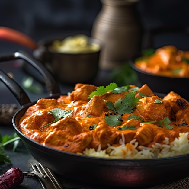 Poulet tikka masala un plat composé de morceaux de poulet marinés rôtis